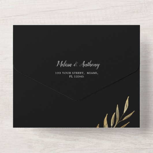 Mariage Black Glittering All In One Invitation (Verso)