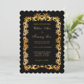 Mariage Black Gold bordure Invitation (Debout devant)