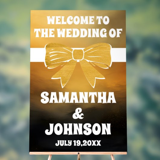 Mariage Black Gold Bow Bienvenue (Neutre)