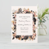 Mariage Black & Gold Floral Enregistrer La Carte D (Debout devant)