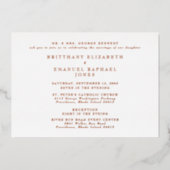 Mariage blanc 2 Lieux Rose Gold Foil Invitation (Recto)