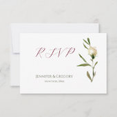 Mariage blanc aquarelle Roses RSVP (Devant)
