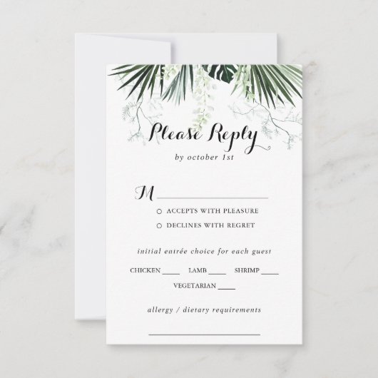 Mariage blanc de verdure tropicale Choix RSVP (Devant)