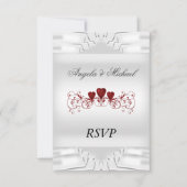Mariage blanc élégant RSVP Coeurs rouges (Devant)