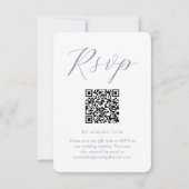 Mariage blanc et bleu chic RSVP avec code QR (Devant)