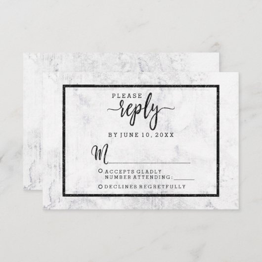 Mariage blanc et gris réponse RSVP (Devant / Derrière)
