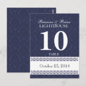 Mariage blanc et marine Numéro de table Réception  (Devant / Derrière)