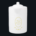 Mariage blanc et or<br><div class="desc">Créez une théière personnalisée pour le mariage avec le couple mariage et la date de la cérémonie de mariage. Il présente un design rose en blanc et or. Ajoutez simplement vos noms et votre date souhaités. Utilisez le modèle pour personnaliser.</div>