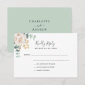 Mariage blanc fleuri eucalyptus vert or RSVP (Devant / Derrière)