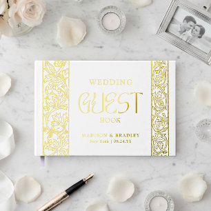 Mariage Blanc Floral Vintage Feuille Réelle
