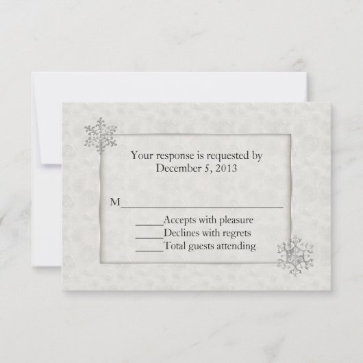 Mariage blanc hiver et Silver Snowflake RSVP (Dos)
