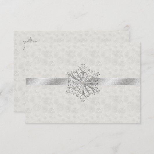 Mariage blanc hiver et Silver Snowflake RSVP (Devant / Derrière)