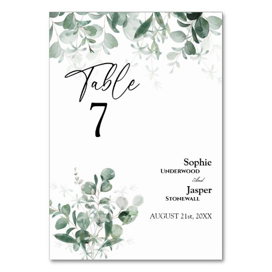Mariage blanc moderne Carte Numéro de table (Par défaut)