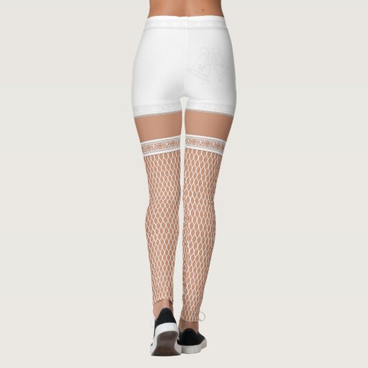 Mariage blanc Monogram Faux Leggings de pêche (Dos)