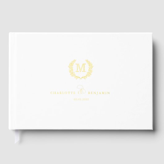 Mariage Blanc Monogramme Crête Élégante (Recto)