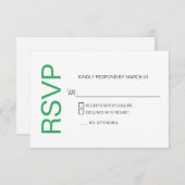 Mariage blanc vert marin moderne Réponse RSVP Répo (Devant / Derrière)