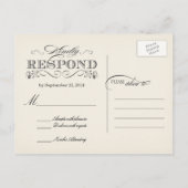 Mariage blanc Vintage RSVP Répondre Cartes postale (Dos)