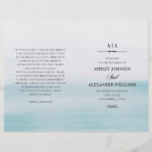 Mariage bleu aquarelle. Élégant programme plié (Devant)