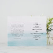 Mariage bleu aquarelle. Programme élégant plié (Debout devant)
