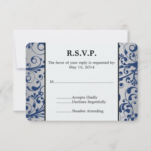 Mariage bleu argent RSVP (Devant)