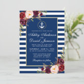 Mariage Bleu Bleu Bleu Burgundy Invitation B (Debout devant)