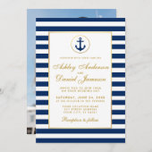 Mariage Bleu Bleu Bleu Grilles Invitation G Photo  (Devant / Derrière)