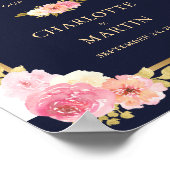 Mariage bleu bleu marine rose or Affiche de bienve (Coin)