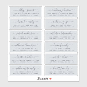 Mariage Bleu Chic Étiquettes de adresse invités