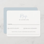 Mariage bleu clair minimaliste RSVP (Devant / Derrière)