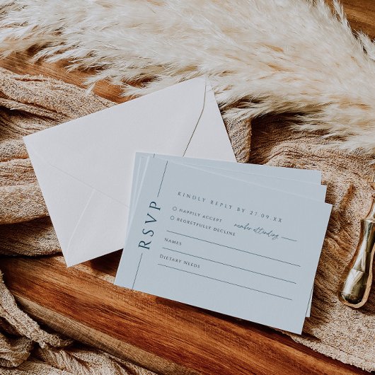 Mariage bleu clair moderne Inviter RSVP Reply Card