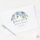 Mariage bleu Dusty Favoriser Merci Sticker rond (Enveloppe)