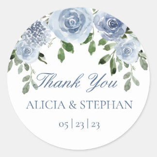 Mariage bleu Dusty Favoriser Merci Sticker rond