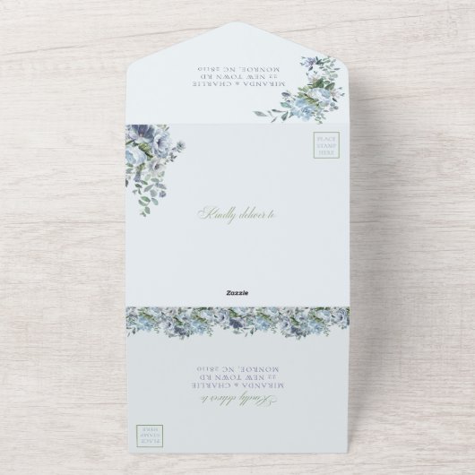 Mariage bleu en poudre tout en un Invitation (Dehors)