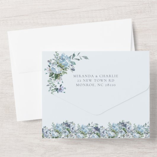 Mariage bleu en poudre tout en un Invitation (Verso)