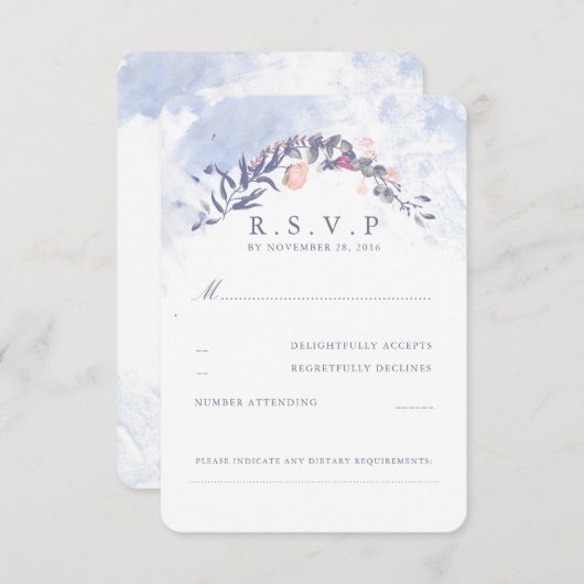 Mariage bleu et blanc Dusty RSVP (Devant / Derrière)