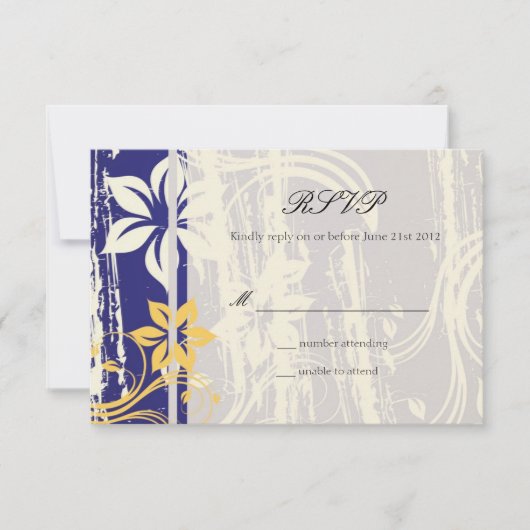 Mariage bleu et jaune RSVP (Devant)