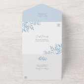 Mariage bleu Eucalyptus tout en une invitation (Dehors)