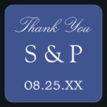 Mariage bleu foncé Favoriser Merci Sticker<br><div class="desc">Noir Noir Favor Sticker Merci,  s'il vous plaît personnaliser avec les initiales du couple et la date du mariage,  en utilisant le modèle de personnalisation en ligne avant de commander.</div>