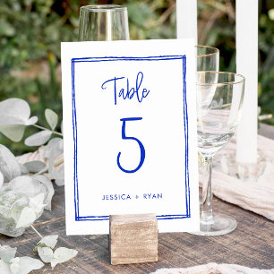 Mariage bleu français manuscrit Numéro de table