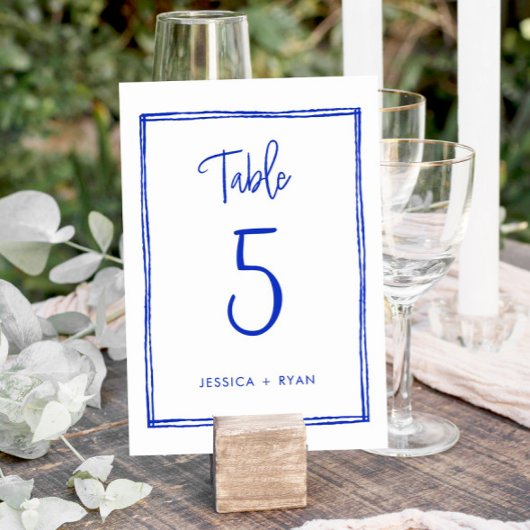 Mariage bleu français manuscrit Numéro de table