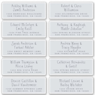 Mariage bleu manuscrit Étiquettes de adresse invit