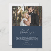 Mariage bleu marine Merci manuscrit 2 Photos (Dos)