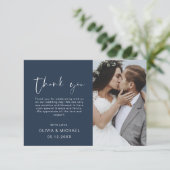 Mariage bleu marine Merci photo minimaliste (Debout devant)