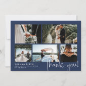 Mariage bleu marine photo Collage Merci (Devant)