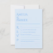 Mariage bleu minimaliste RSVP (Devant)