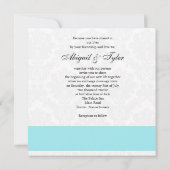 Mariage bleu Monogramme Damask Invitation (Dos)