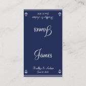 Mariage bleu Nautique Cartes de siège Cartes de vi (Dos)
