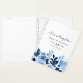 Mariage Bleu Nuit à l'Aquarelle Florale Script (Devant avec enveloppe)