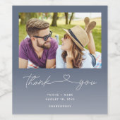 Mariage Bleu Photo Merci Favoriser Vin Étiquette (Étiquettes simples)