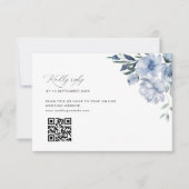 mariage bleu poussiéreux code QR carte RSVP (Devant)